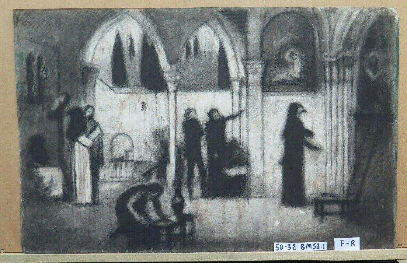 GRANDE DISEGNO ANTICO FRONTE RETRO ARTISTA Pierre Duteurtre detto DUT BM53.1 - Belbello Antiques