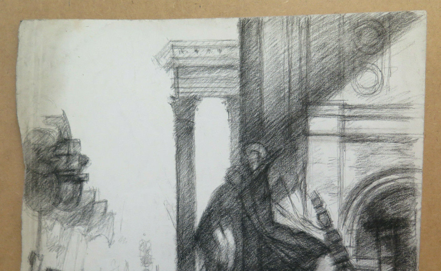 ANTICO DISEGNO ARTISTA FRANCESE Pierre Duteurtre DUT SCENA CLASSICA BM53.1 e