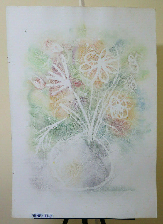 70x100 cm QUADRO A FIORI FLOREALE VINTAGE MODERNO OPERA PITTORE PANCALDI P33.5