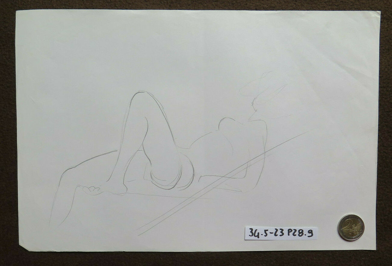 VECCHIO DISEGNO ANNI '60 BOZZETTO SCHIZZO NUDO FEMMINILE IN COSTUME BAGNO P28.9 - Belbello Antiques