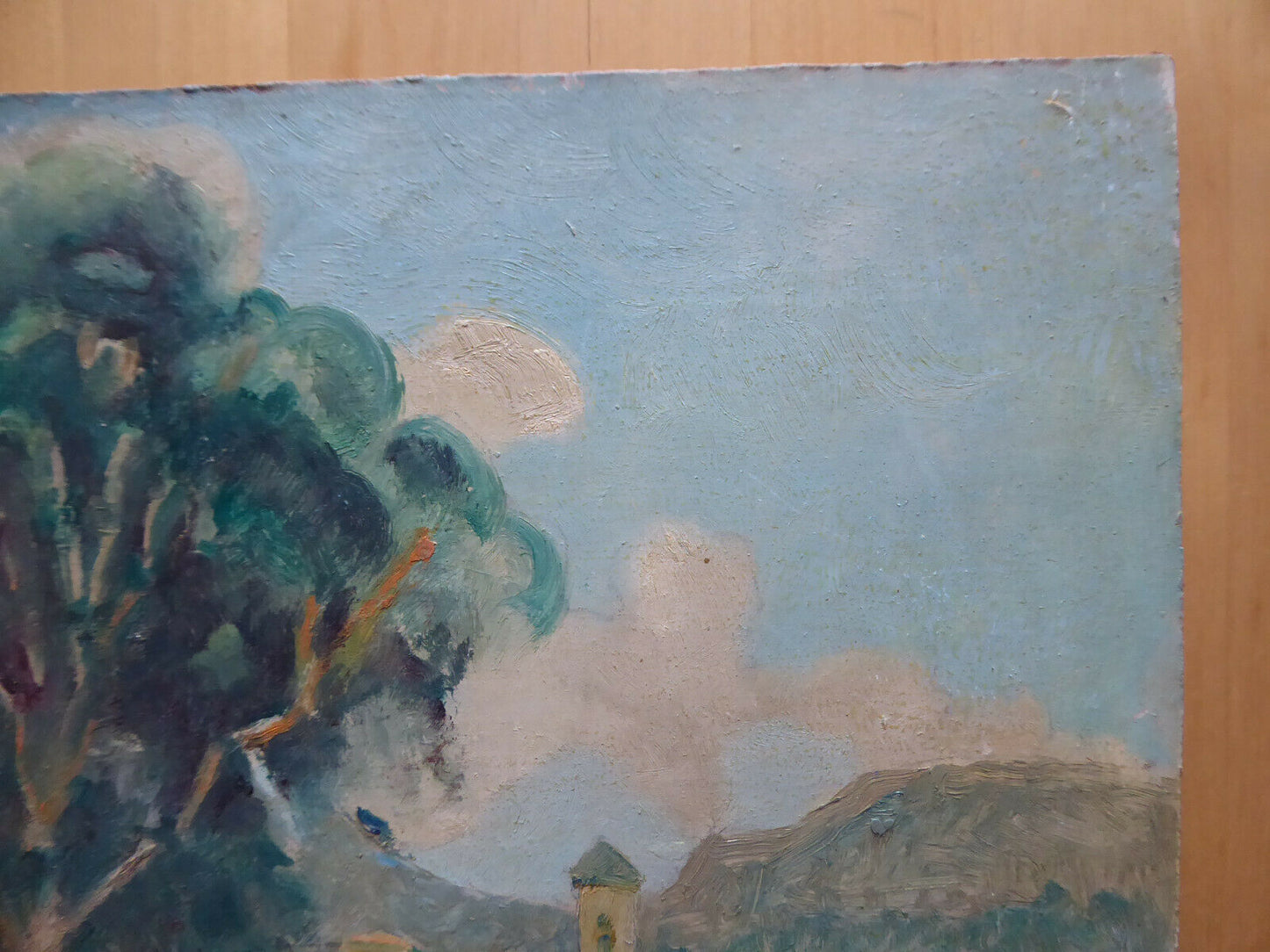 PAESAGGIO SPAGNOLO VECCHIO QUADRO DIPINTO AD OLIO SU TAVOLA FIRMATO VINTAGE MD2