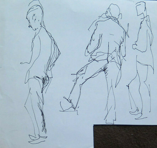 OLD STUDY DRAWING FOR MALE FIGURES PEN ON ORIGINAL PAPER P28.7