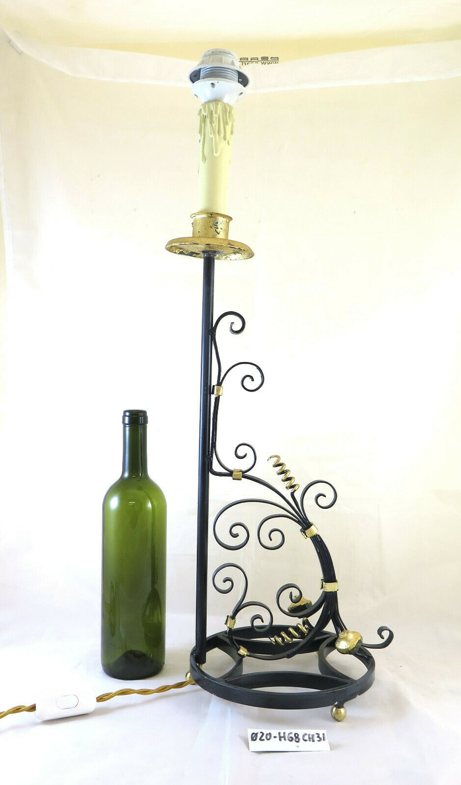 ABAT-JOUR VINTAGE WROUGHT IRON LIVING ROOM DESK TABLE LAMP CH31 