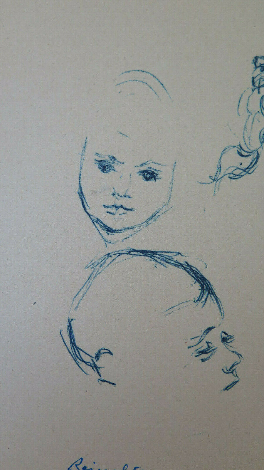 ANTIQUE SKETCH DRAWING SIGNED REINOLTZ 1935 CHILDREN'S PORTRAIT STUDY PEN BM53.2 