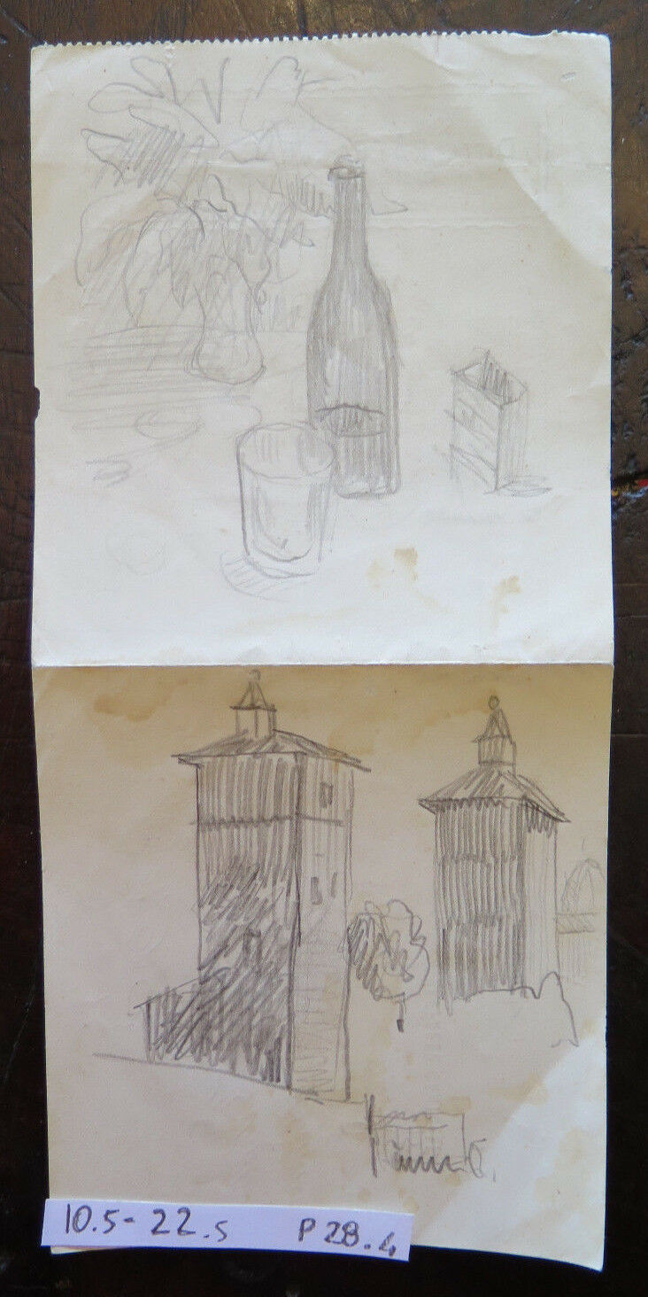 DISEGNO ANTICO SUL RETRO DI UNA CAMBIALE BOZZETTO STUDIO PREPARATORIO P28.4