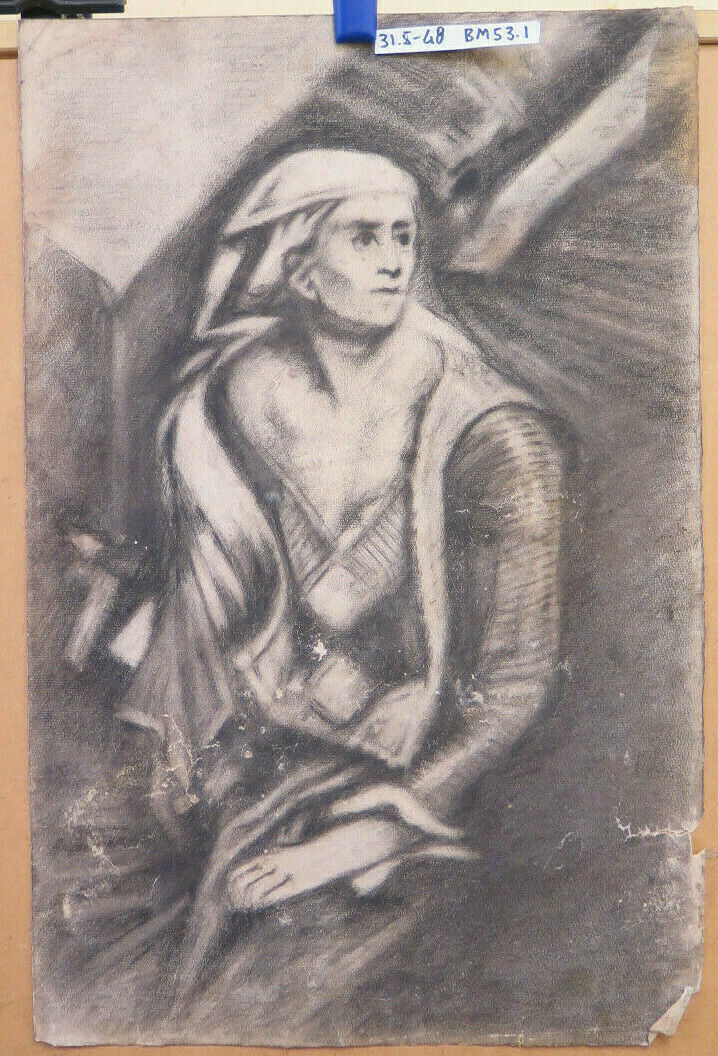 ANTIQUE DRAWING PORTRAIT WORK OF FRENCH ARTIST Pierre Duteurtre DUT BM53.1