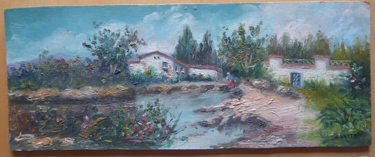 VINTAGE OIL PAINTING SIGNED IMPRESSIONIST STYLE LANDSCAPE SPAIN '900 MD2 