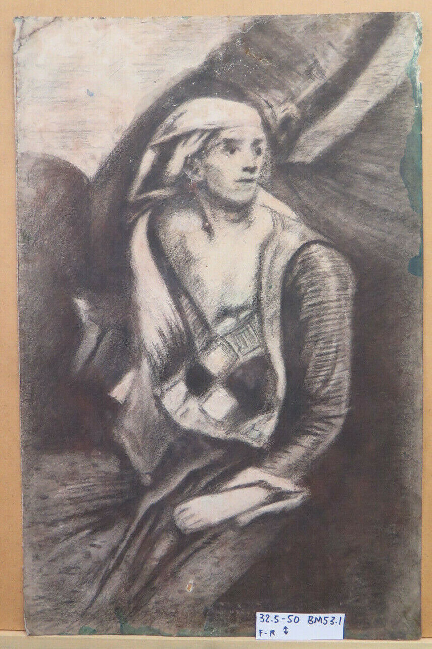 ANTIQUE PORTRAIT DRAWING WORK BY FRENCH ARTIST Pierre Duteurtre known as DUT BM53.1