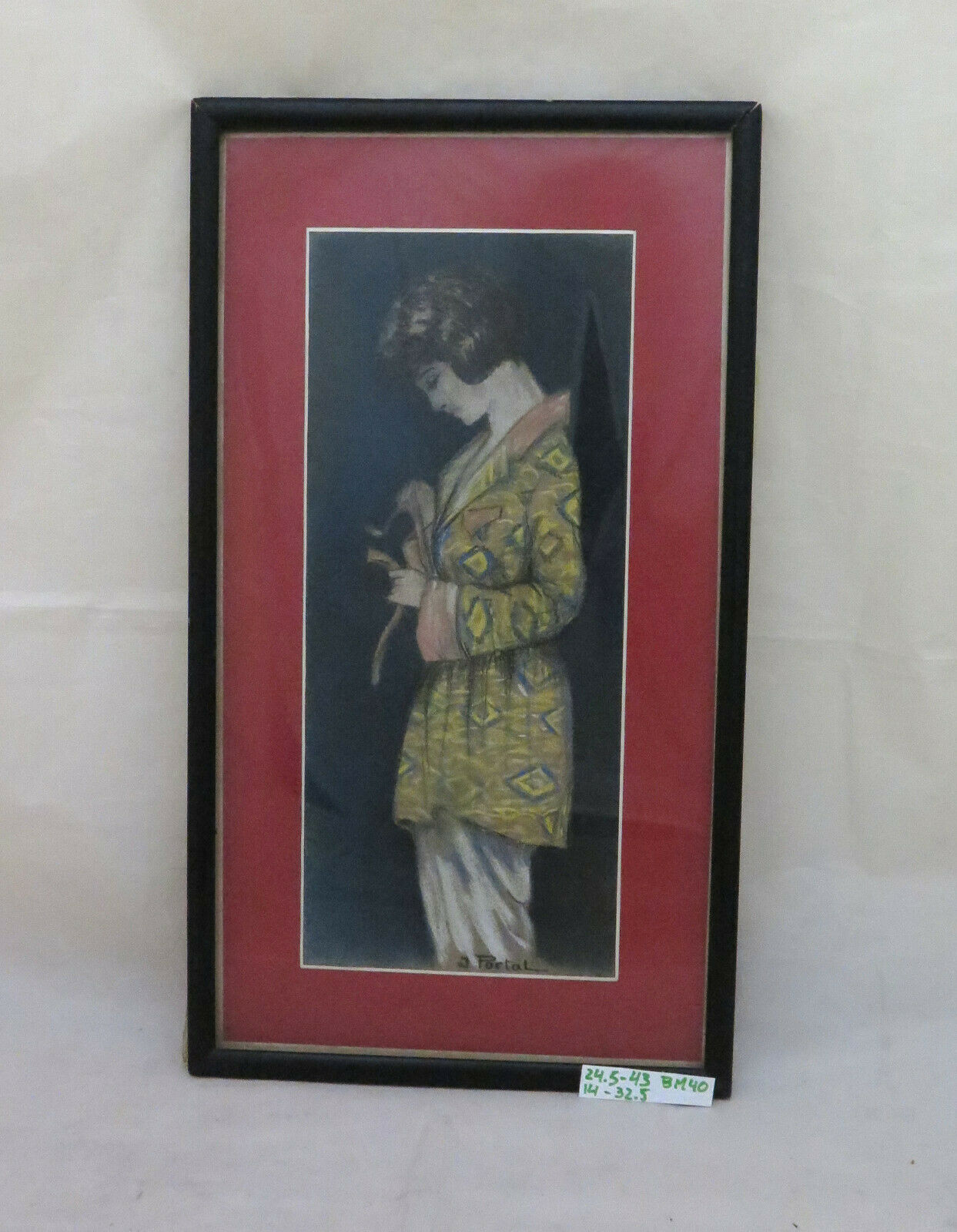 PAINTING IN PASTEL SIGNED J. PORTAL FEMALE PORTRAIT EARLY 1900 BM40 