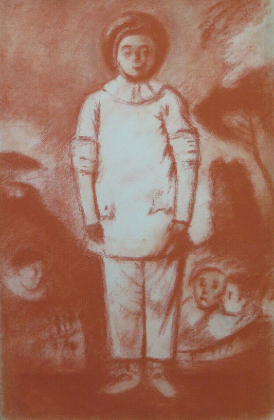 GRANDE DISEGNO ANTICO ISPIRATO WATTEAU PIERROT Pierre Duteurtre DUT BM53.1 E