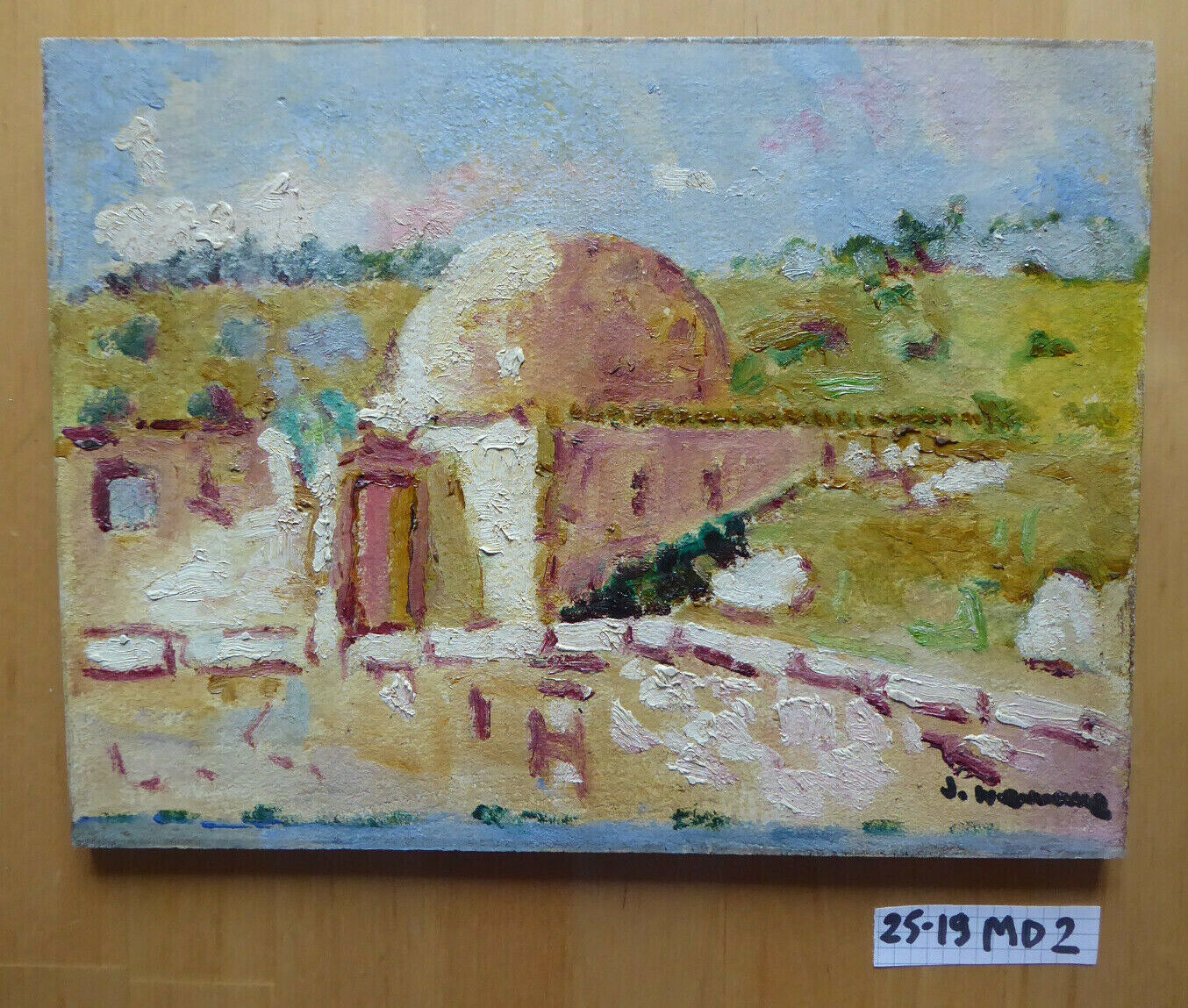 OLD PAINTING LANDSCAPE OIL WORK BY THE SPANISH PAINTER HERRANZ MD2