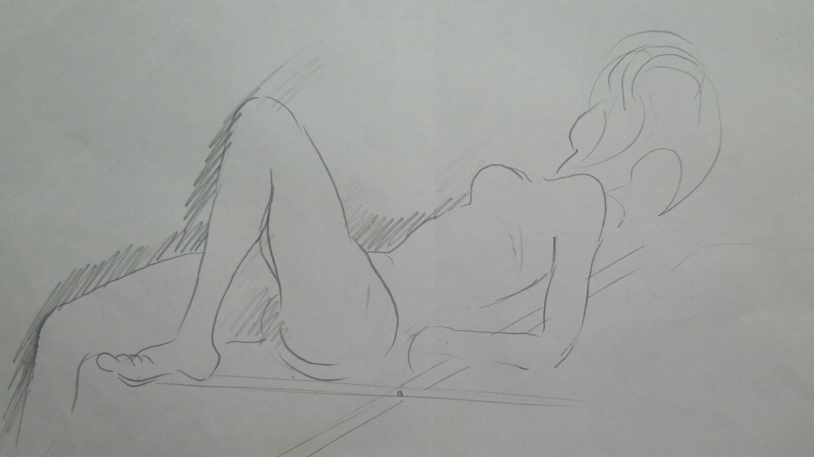 DISEGNO BOZZETTO DEL PITTORE MODENESE G. PANCALDI NUDO FEMMINILE SDRAIO P28.9 - Belbello Antiques