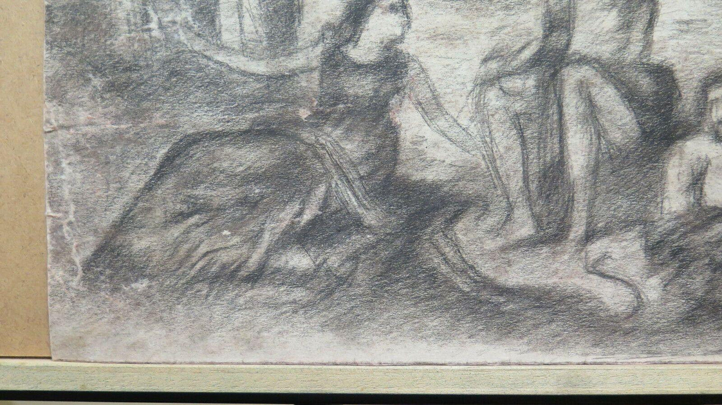 GRANDE DISEGNO ANTICO FRONTE RETRO DEL PITTORE Pierre Duteurtre detto DUT BM53.1 - Belbello Antiques