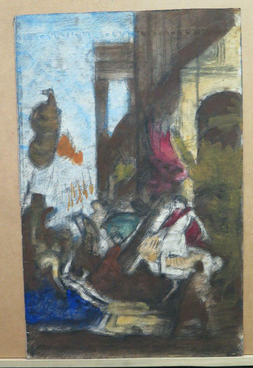 GRANDE DISEGNO ANTICO FRONTE RETRO BOZZETTO DI Pierre Duteurtre detto DUT BM53.1 - Belbello Antiques