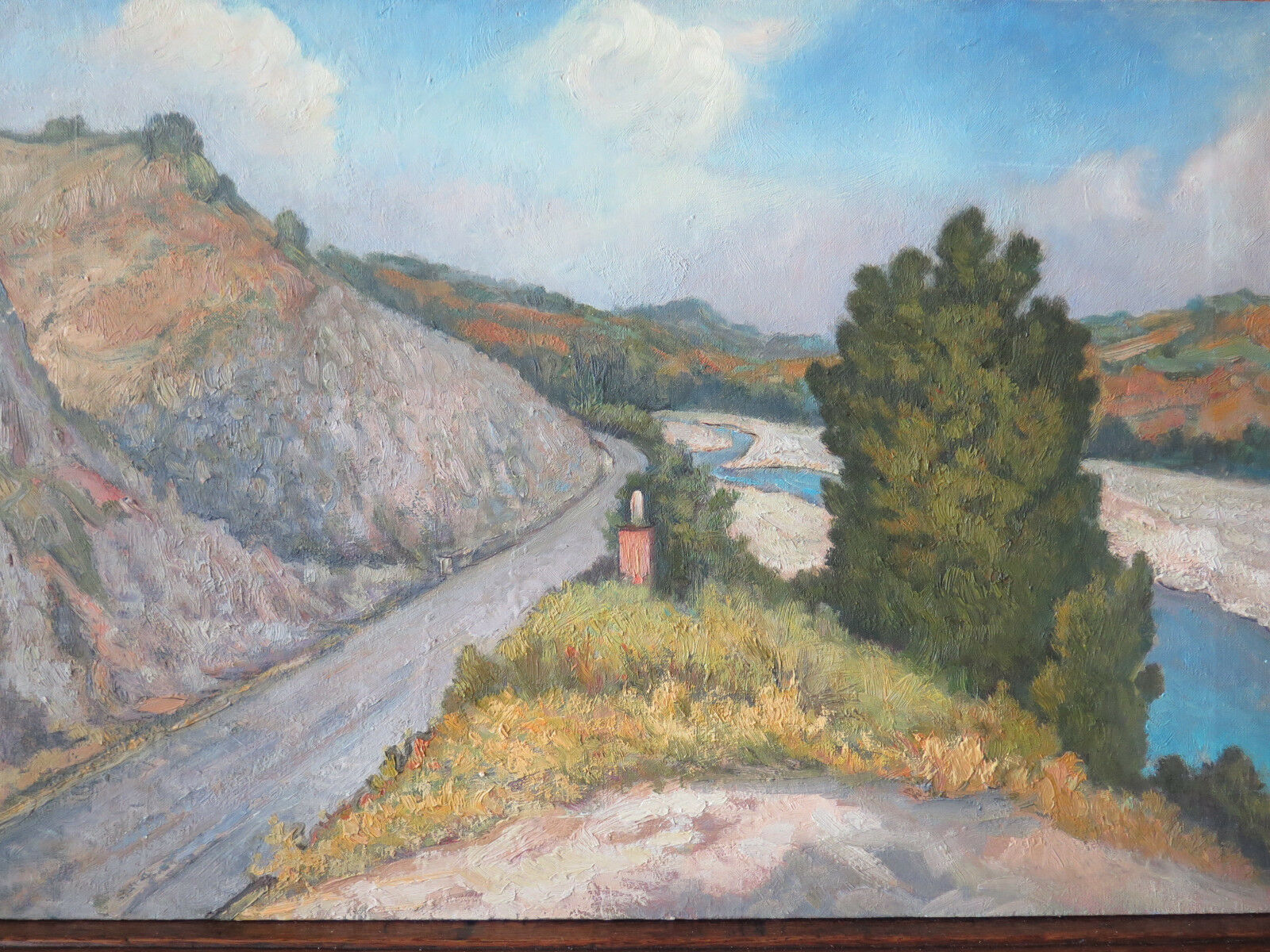 QUADRO DIPINTO AD OLIO SU TELA PAESAGGIO EMILIA ROMAGNA ORIGINALE PANCALDI P22 - Belbello Antiques