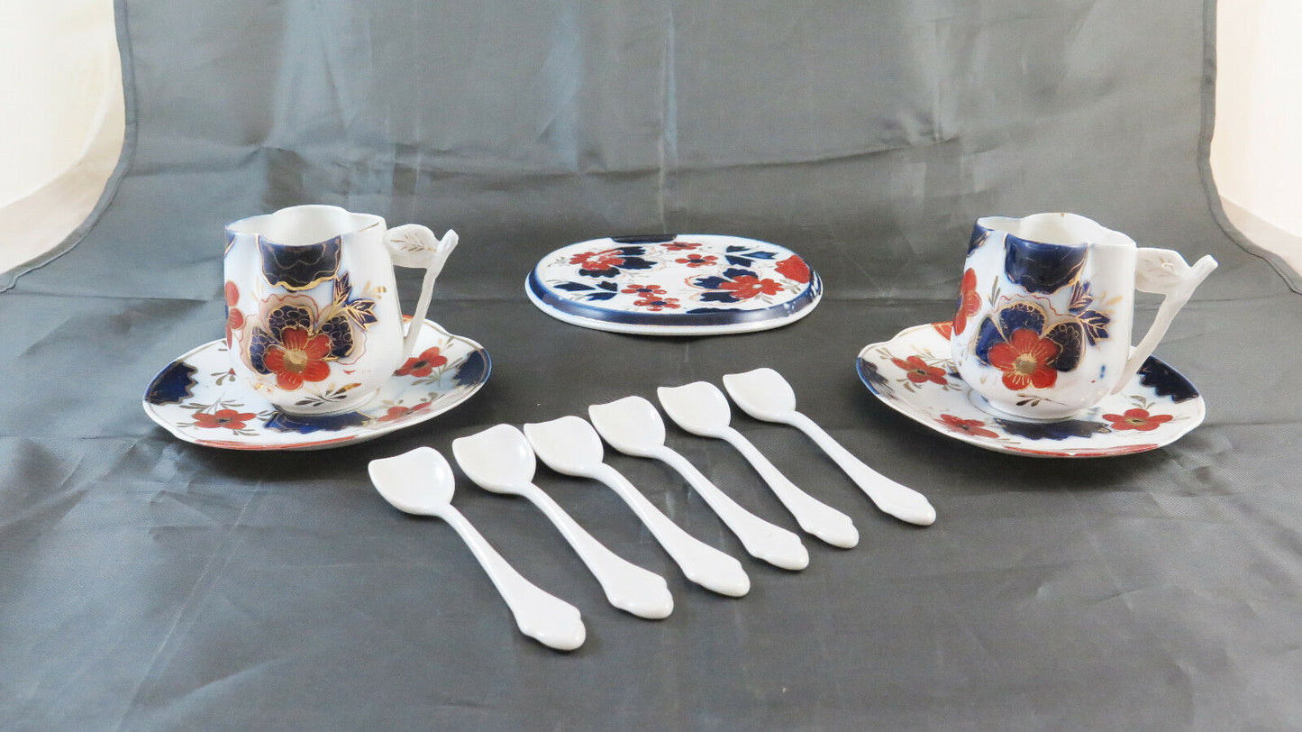 COFFEE SERVICE FOR TWO 2 VINTAGE HAND PAINTED JAPANESE PORCELAIN R127