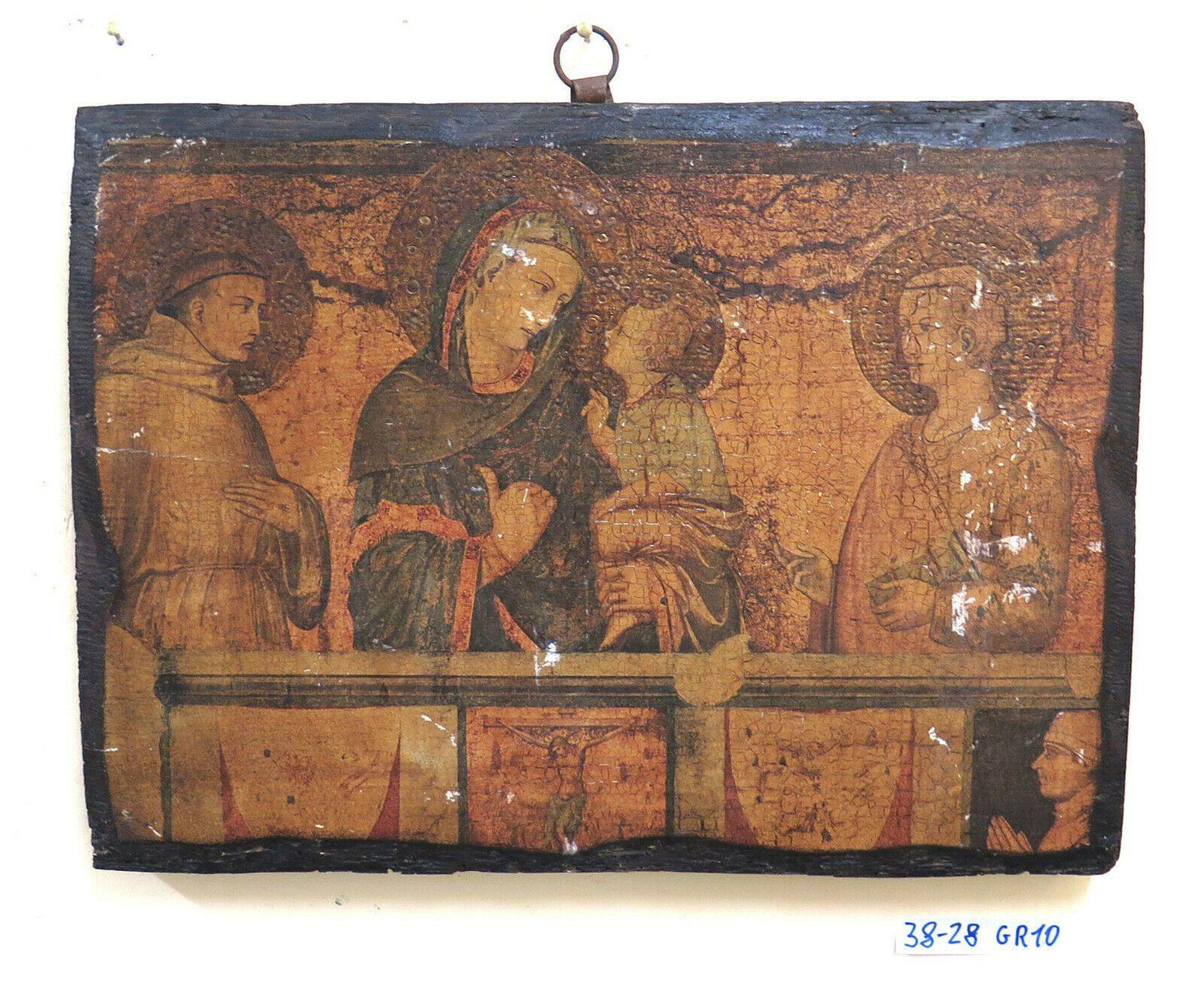 VECCHIO QUADRO RIPRODUZIONE AFFRESCO PIETRO LORENZETTI BASILICA ASSISI GR10 - Belbello Antiques