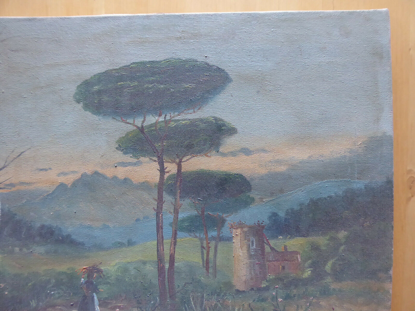 QUADRO ANTICO SPAGNOLO FIRMATO MARCIAL PAESAGGIO CAMPAGNA OLIO SU TELA MD7 - Belbello Antiques