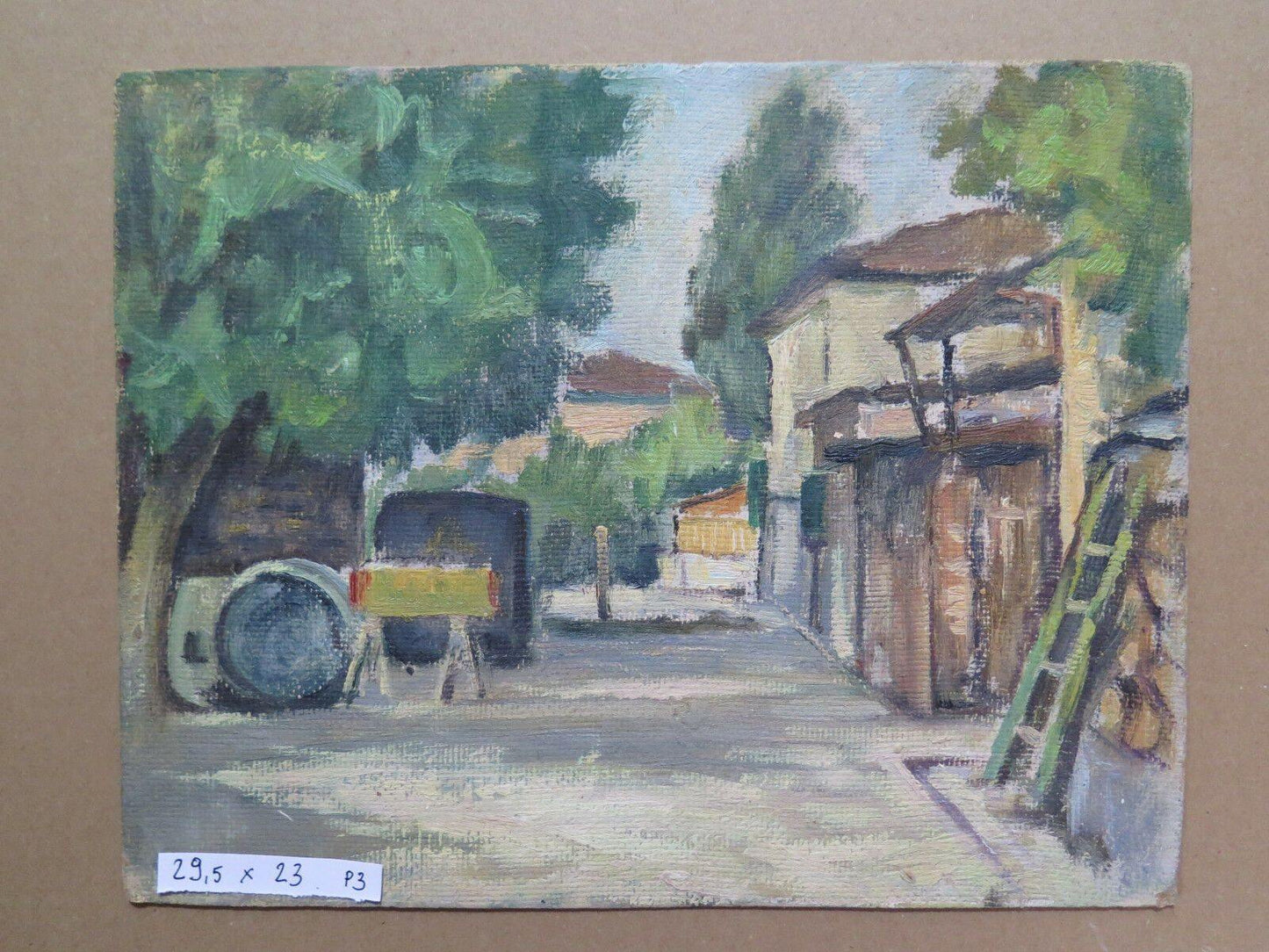 PAESAGGIO IN PRIMAVERA QUADRO ANTICO DIPINTO AD OLIO SU TAVOLA ORIGINALE p3 - Belbello Antiques