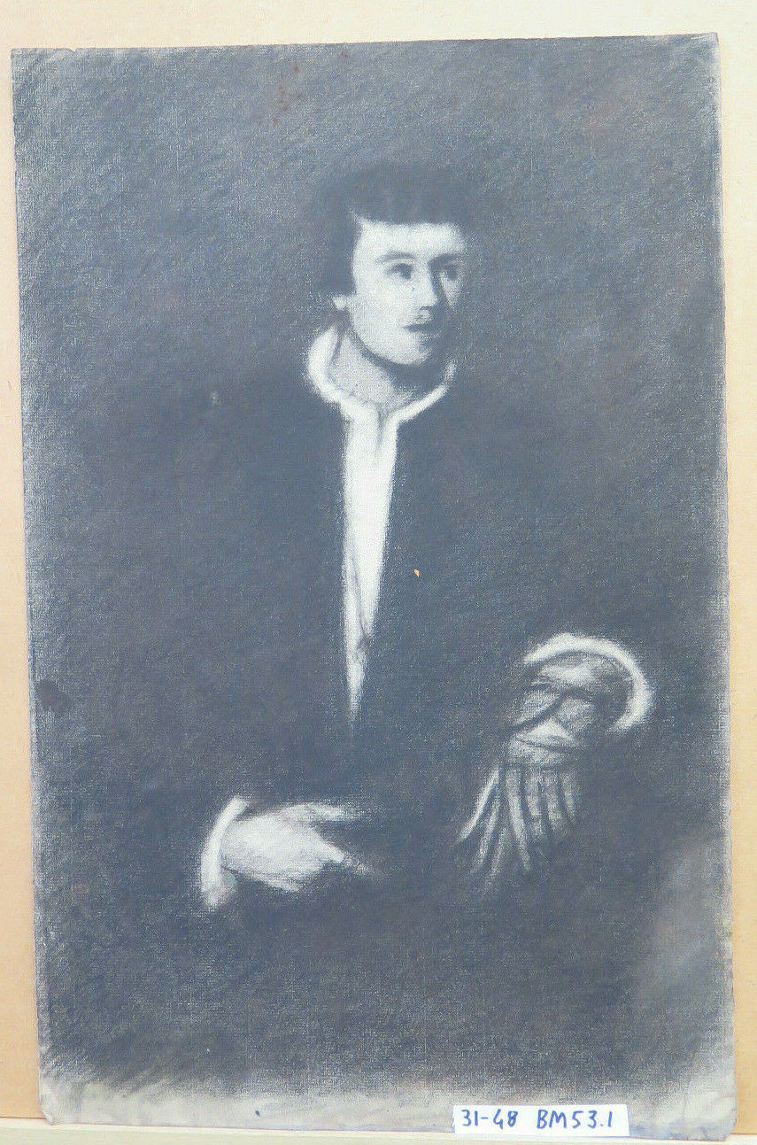 MAN PORTRAIT ANTIQUE DRAWING LARGE SIZE PAINTER Pierre Duteurtre DUT BM53.1