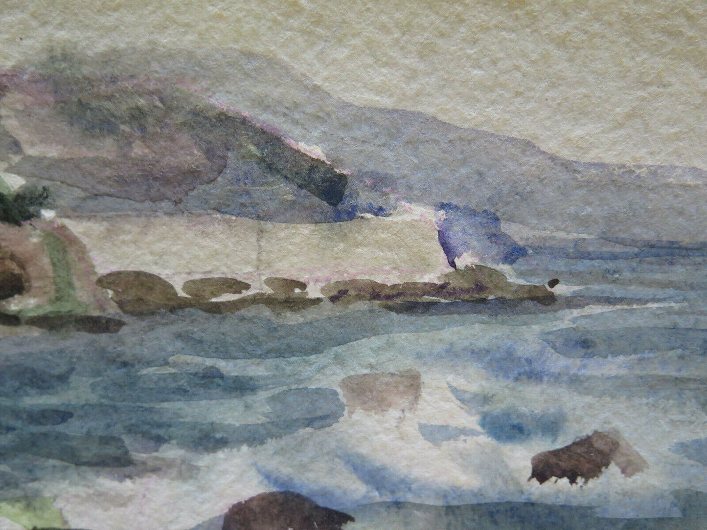 PAINTING IN WATERCOLOR LANDSCAPE SEA VIEW PAINTER G. PANCALDI P14