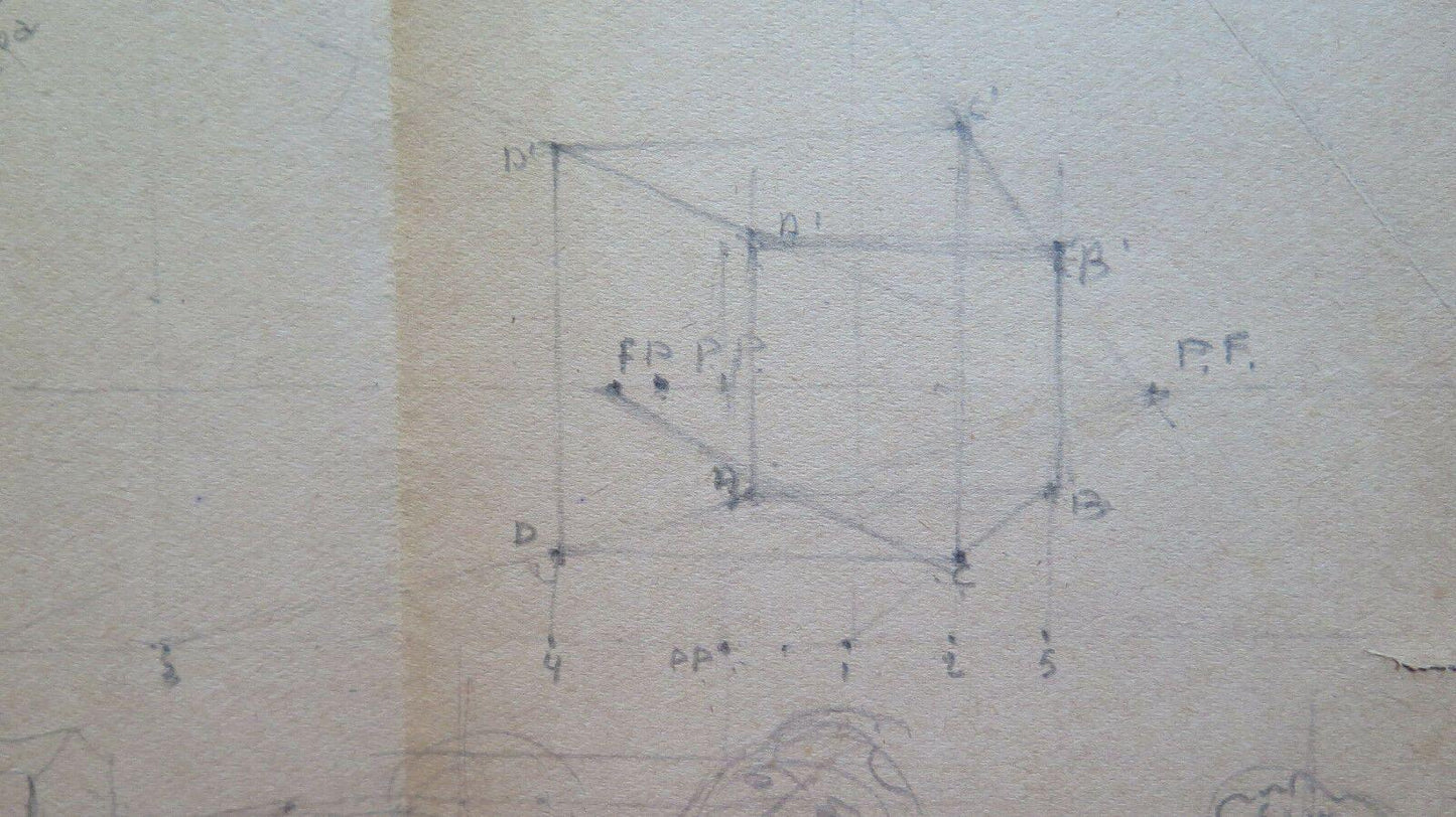 2 BOZZETTI ORIGINALI DEL PITTORE G. PANCALDI DI MODENA STUDIO PROSPETTIVA P28.7 - Belbello Antiques