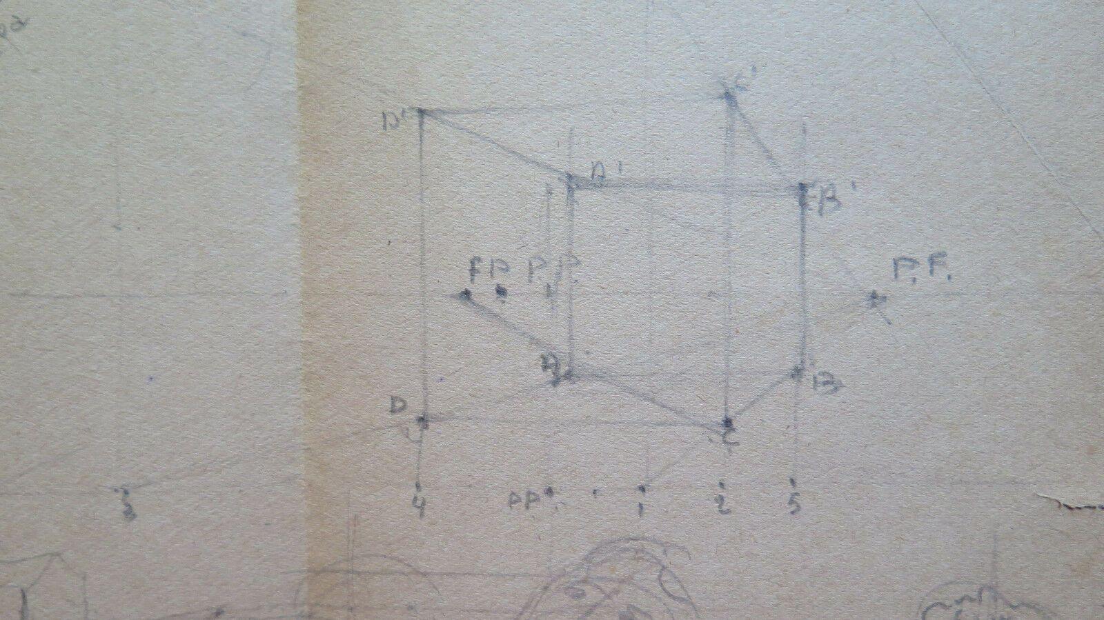 2 BOZZETTI ORIGINALI DEL PITTORE G. PANCALDI DI MODENA STUDIO PROSPETTIVA P28.7 - Belbello Antiques