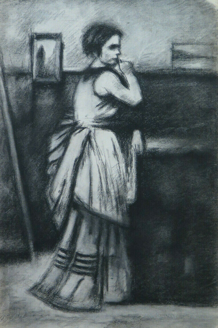 ANTICO DISEGNO OPERA DEL PITTORE Pierre Duteurtre DUT FIGURA FEMMINILE BM53.1