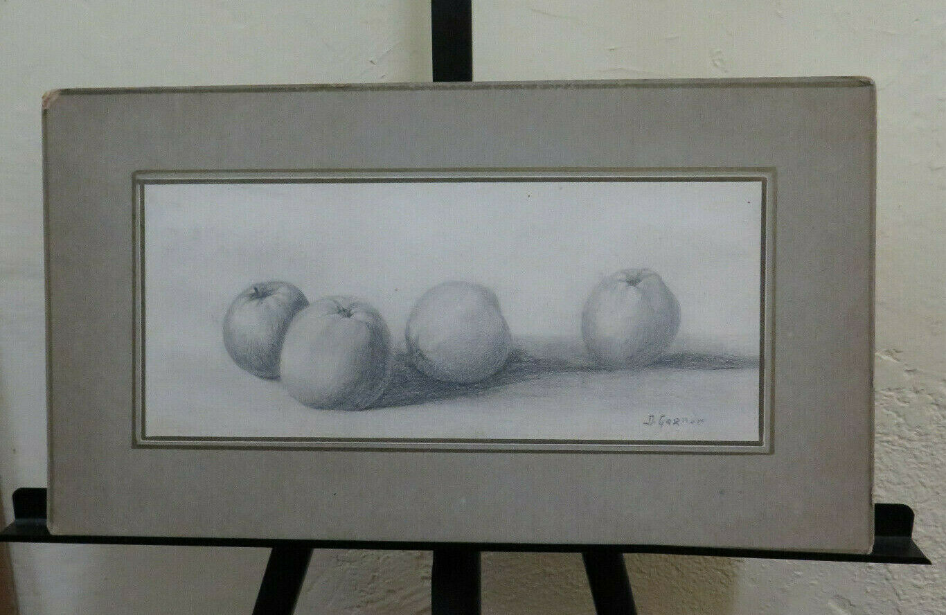 ANTIQUE DRAWING SIGNED GAGNOR STILL LIFE PENCIL ON PAPER PAPER BM40