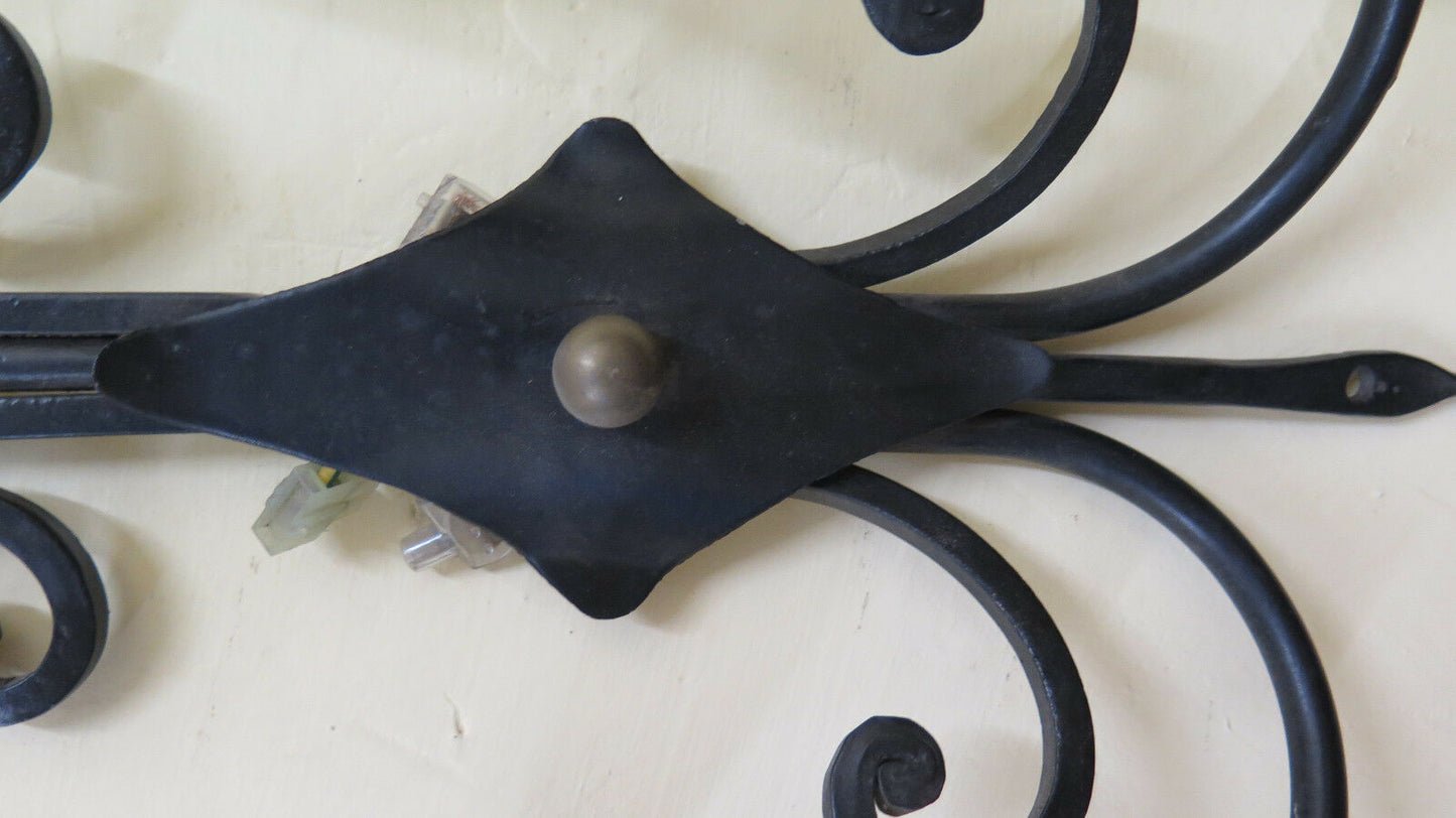 VINTAGE WALL LIGHT IN WROUGHT IRON WITH TWO LIGHTS CH16 WALL LAMP 