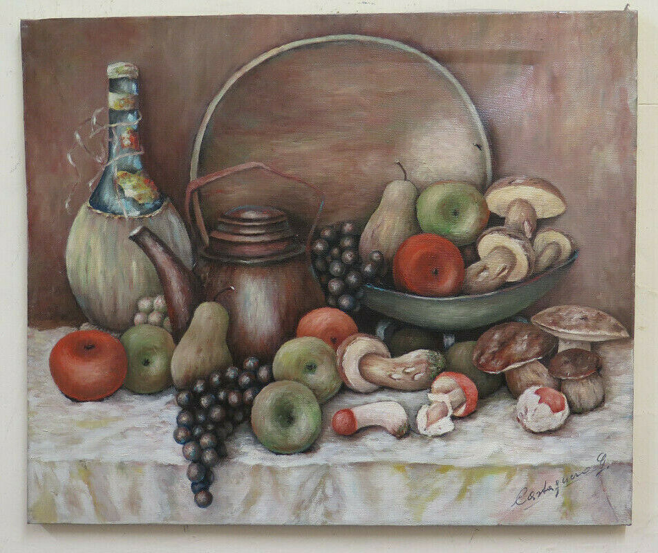 OLD OIL PAINTING STILL LIFE SIGNED CASTEGNERO VINTAGE PAINTING BM52