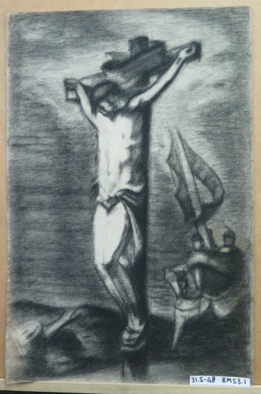 CROCIFISSIONE DI GESÙ CRISTO QUADRO ANTICO ARTISTA Pierre Duteurtre DUT BM53.1 d