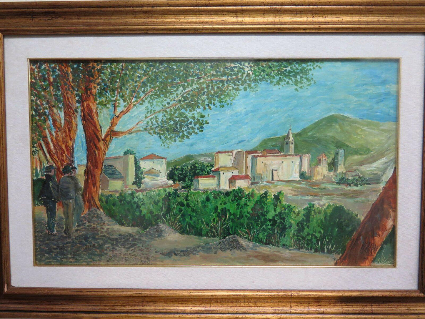 VECCHIO QUADRO DIPINTO AD OLIO SU TAVOLA PAESAGGIO LIGURIA ROBERTO VERARDO G15 - Belbello Antiques