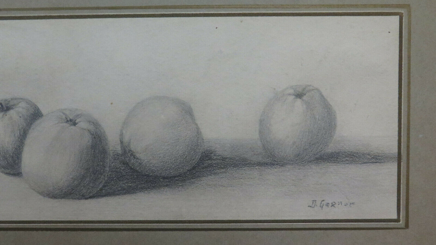 ANTIQUE DRAWING SIGNED GAGNOR STILL LIFE PENCIL ON PAPER PAPER BM40