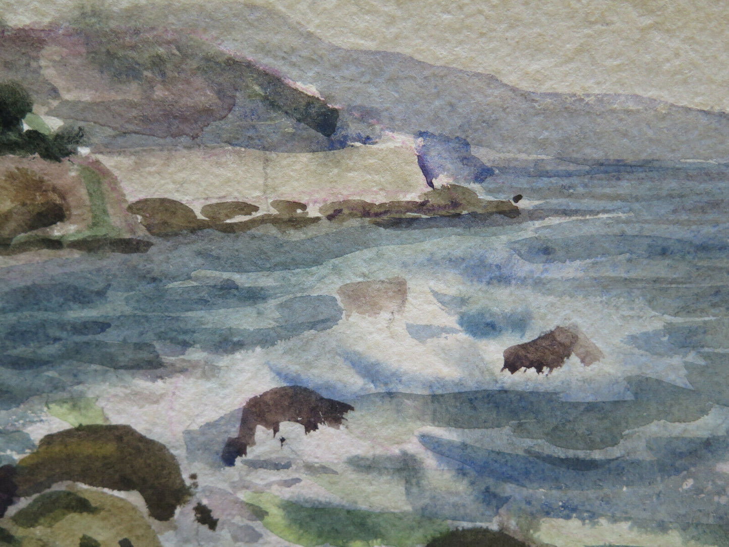 PAINTING IN WATERCOLOR LANDSCAPE SEA VIEW PAINTER G. PANCALDI P14