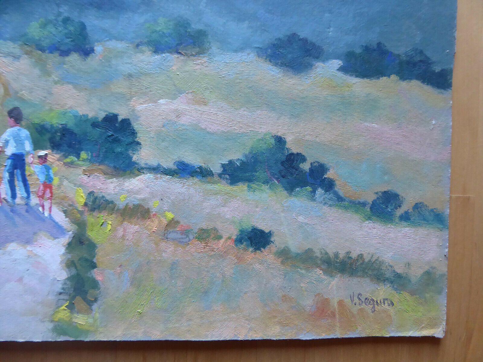 VECCHIO DIPINTO IN STILE IMPRESSIONISTA VINTAGE PAESAGGIO PRIMAVERA SPAGNA MD4 - Belbello Antiques