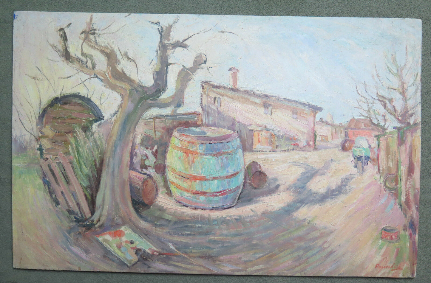 PAESAGGIO DI CAMPAGNA IN EMILIA ROMAGNA ANNI CINQUANTA 50 FIRMATO GARANZIA p11 - Belbello Antiques