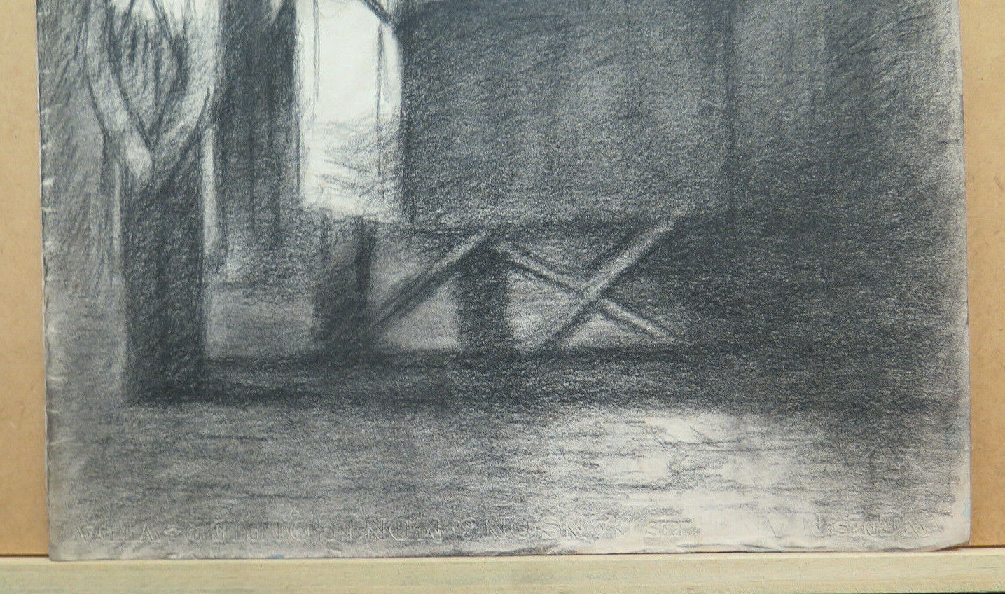 ANTIQUE CHARCOAL DRAWING ON PAPER WORK PAINTER Pierre Duteurtre DUT BM53.1