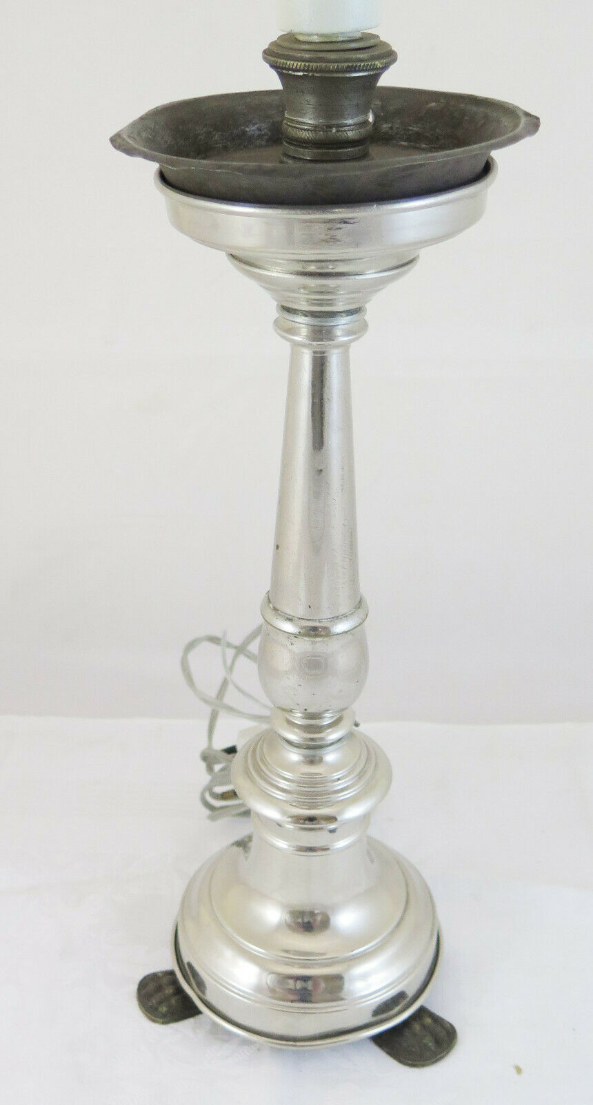 ABAT JOUR VINTAGE TABLE LAMP IN HANDMADE CHROME METAL 1960 CH5