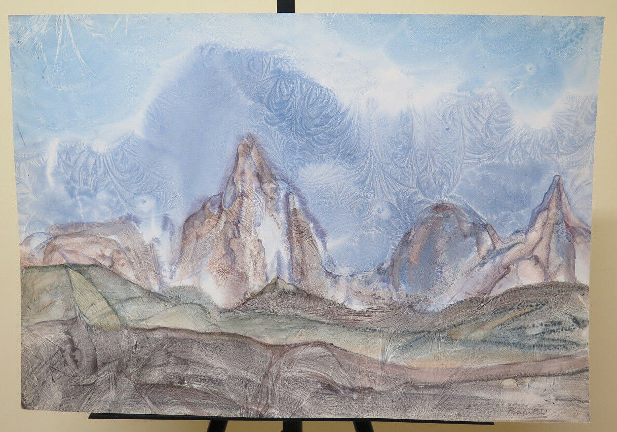 MODERN PAINTING FROM THE SIXTY VINTAGE ALPINE LANDSCAPE DOLOMITES LAVAREDO P31