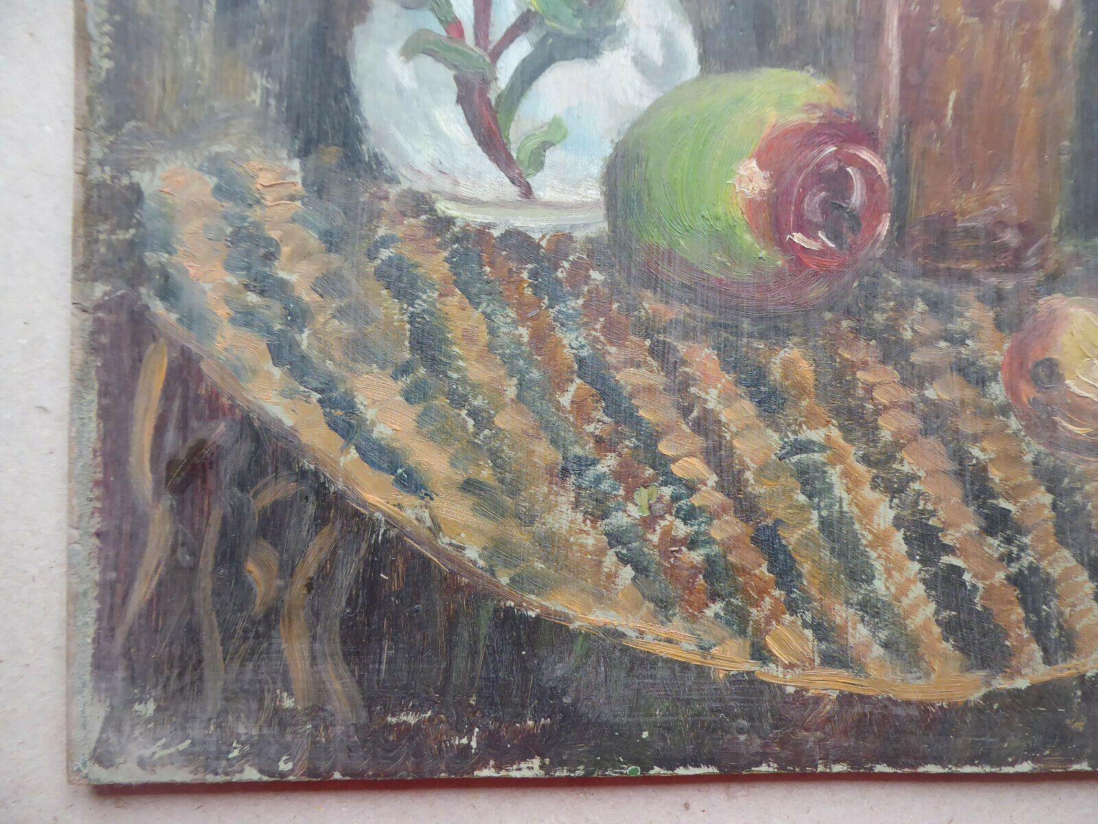 32x35cm PICCOLO QUADRO AD OLIO NATURA MORTA INIZIO SECOLO OLIO SU TAVOLA MD10 - Belbello Antiques