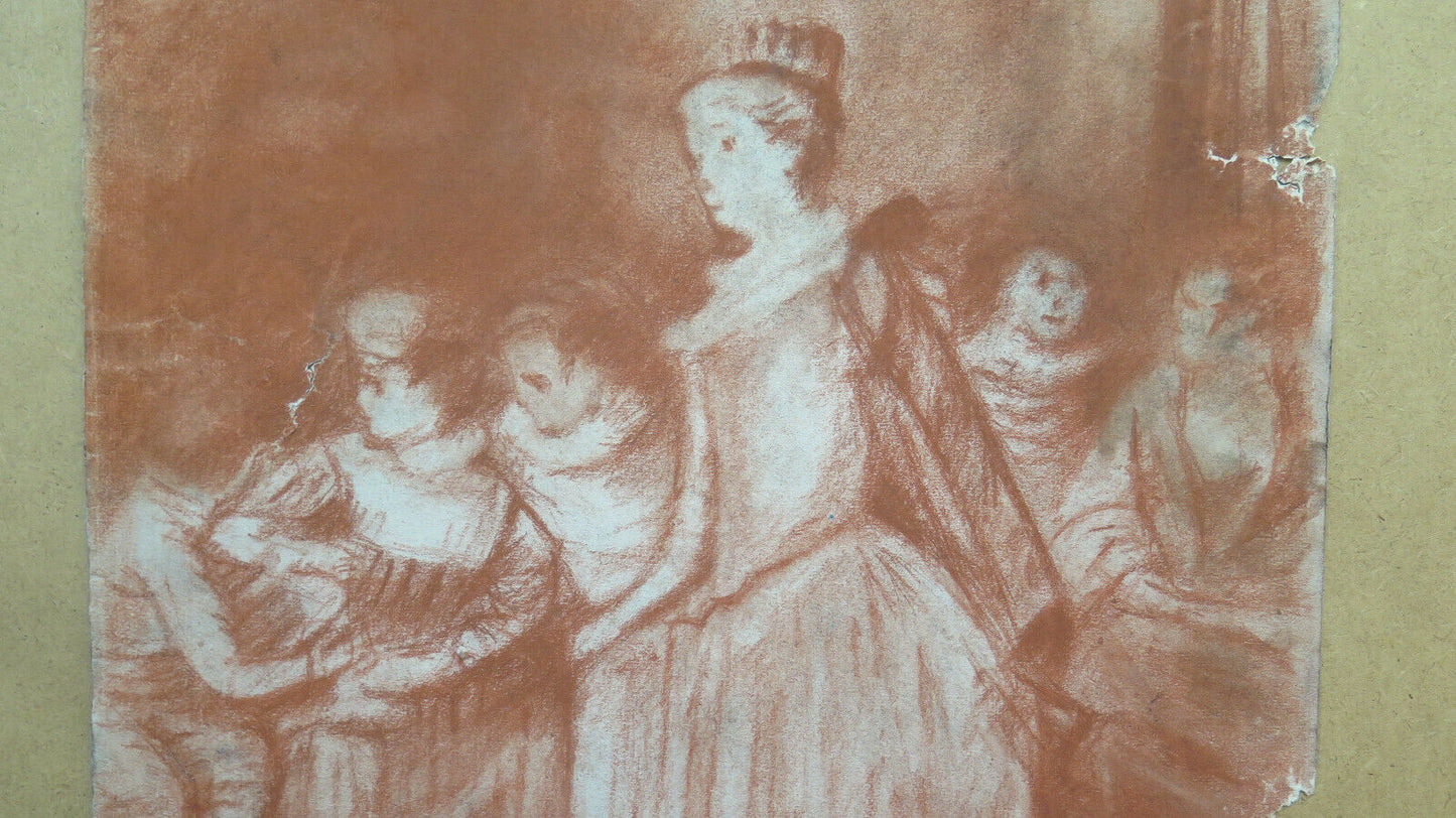 ANTICO DISEGNO A SANGUIGNA CON FIGURE FEMMINILI Pierre Duteurtre DUT BM53.1