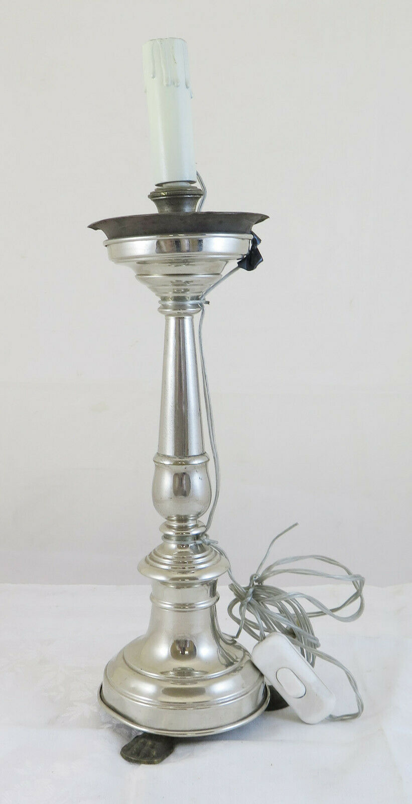 ABAT JOUR VINTAGE TABLE LAMP IN HANDMADE CHROME METAL 1960 CH5