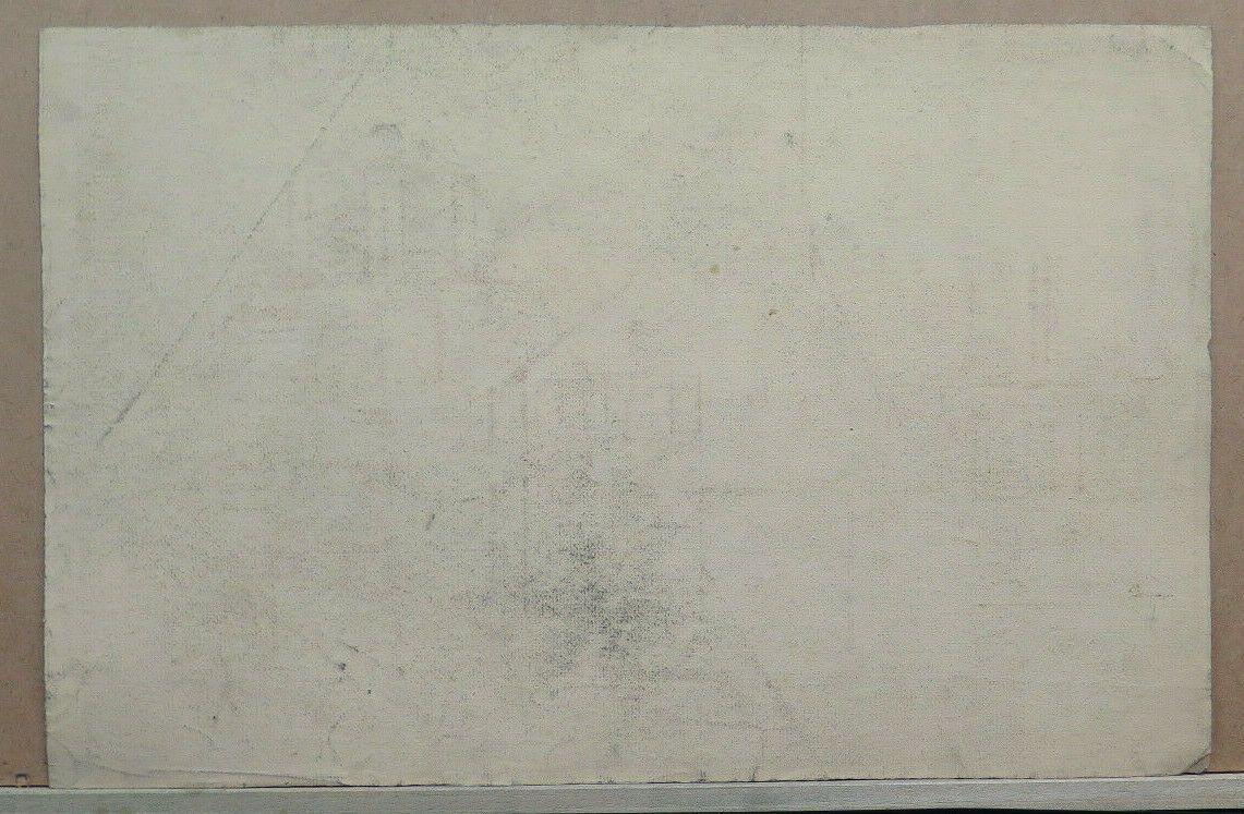 GRANDE DISEGNO ANTICO CARBONCINO VEDUTA PAESE Pierre Duteurtre detto DUT BM53.1 - Belbello Antiques