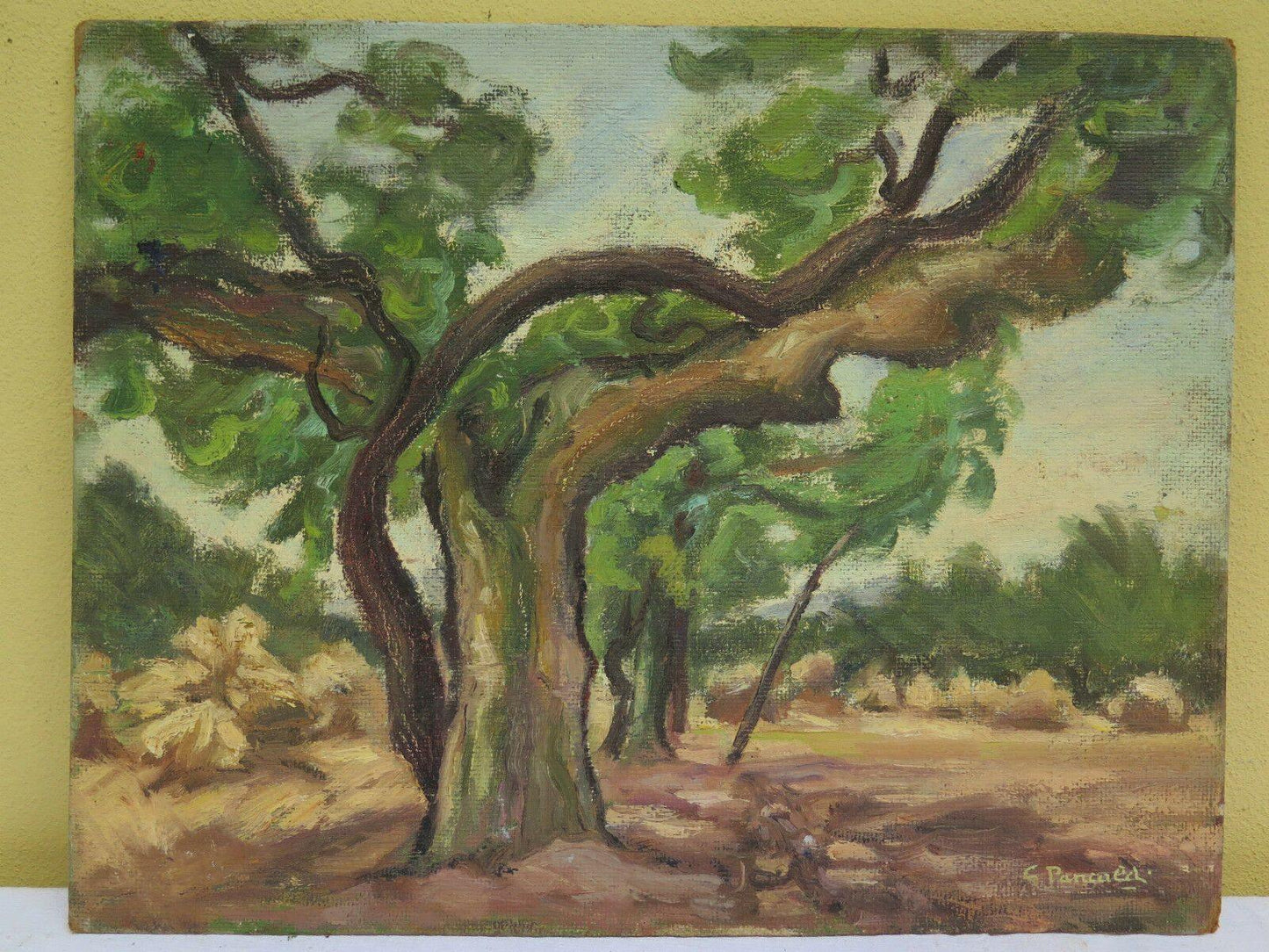 QUADRO IN STILE IMPRESSIONISTA META' '900 PAESAGGIO DI CAMPAGNA CON ALBERI - Belbello Antiques