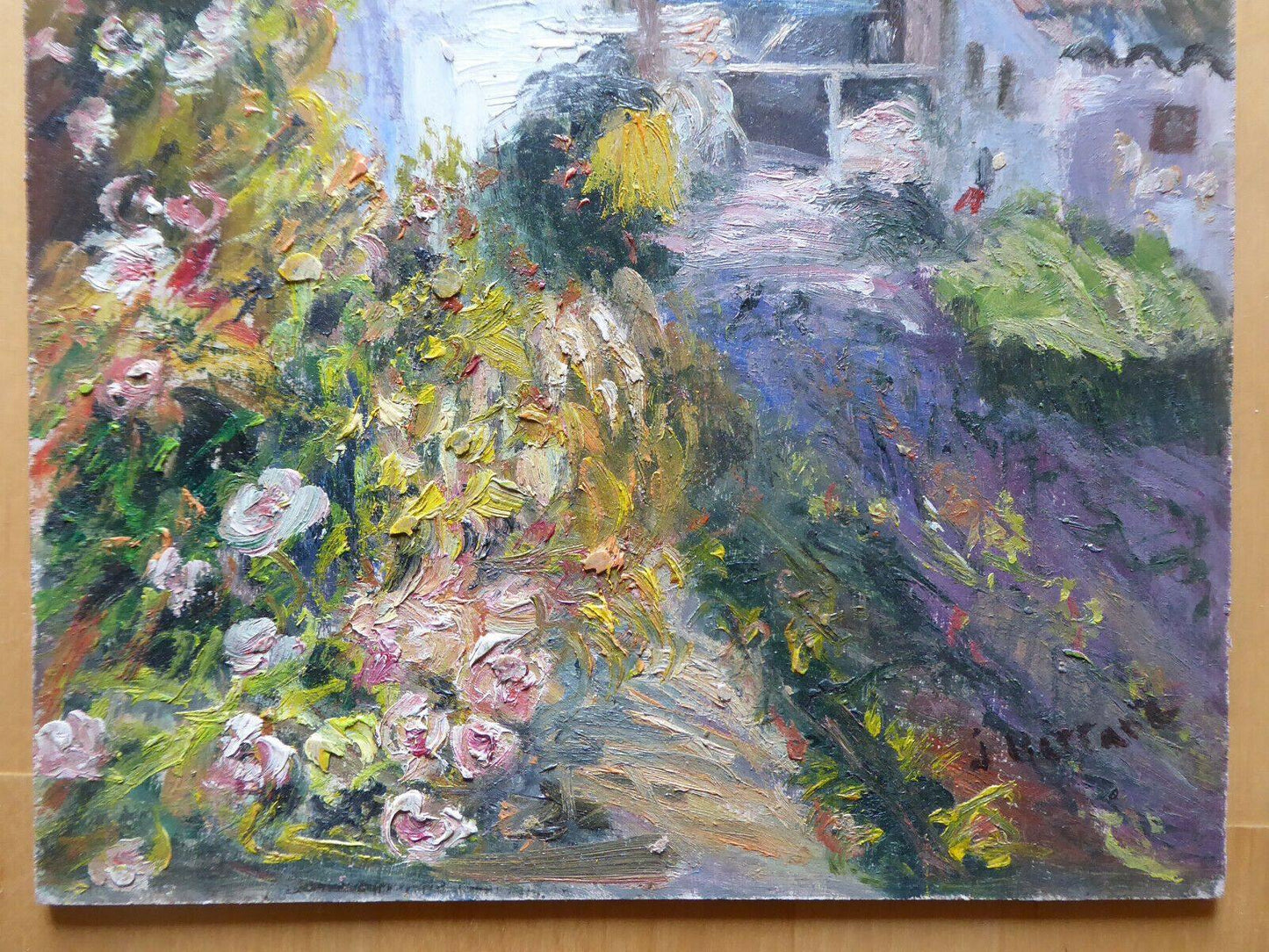 PAESAGGIO IN PRIMAVERA VECCHIO QUADRO IN STILE IMPRESSIONISTA SPAGNA '900 MD3 - Belbello Antiques