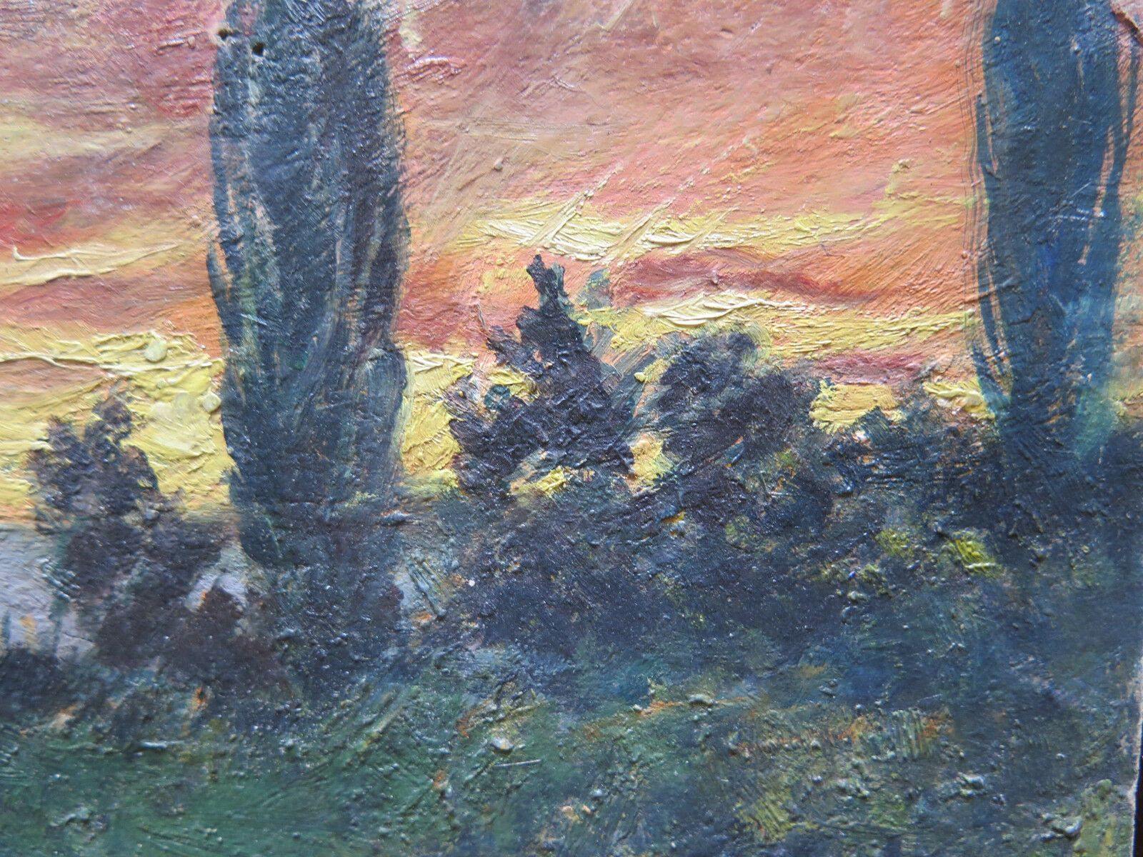 QUADRO ANTICO PAESAGGIO AL TRAMONTO DIPINTO AD OLIO SU TAVOLA CON GARANZIA p16 - Belbello Antiques