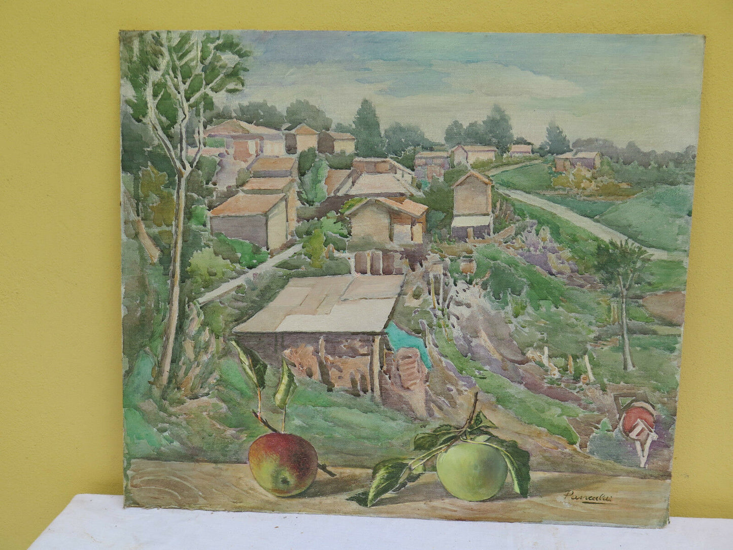 QUADRO ANTICO DIPINTO FIRMATO PAESAGGIO DI CAMPAGNA Antique painting landscape