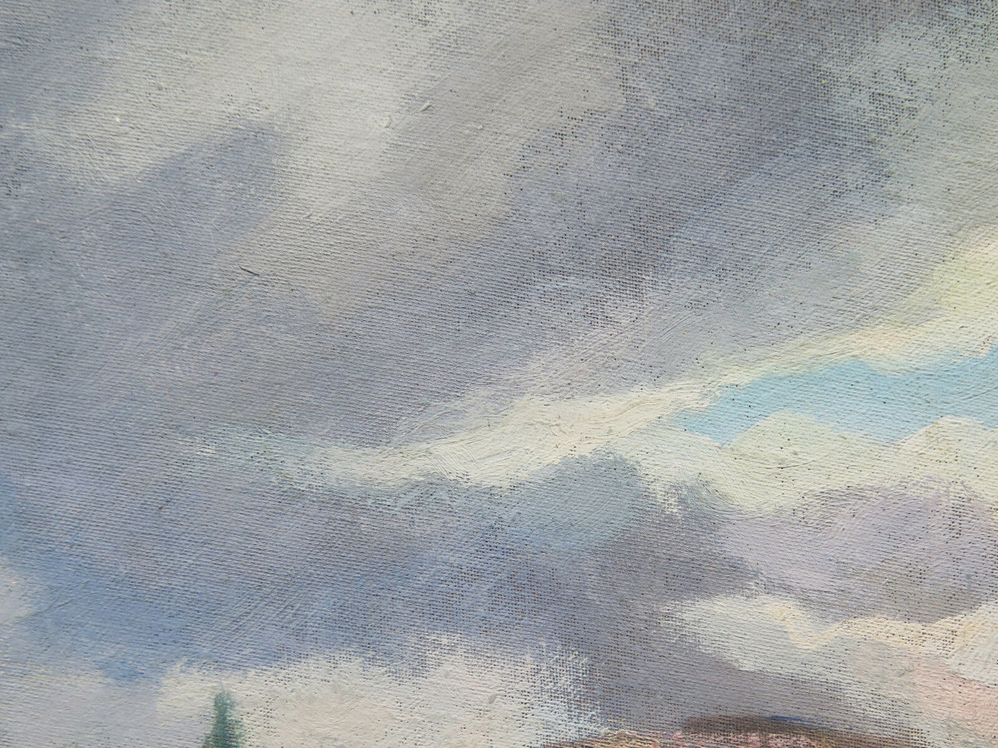 52x40 cm OIL PAINTING ON TABLE LANDSCAPE SKY CLOUDS THUNDERSTORM P21