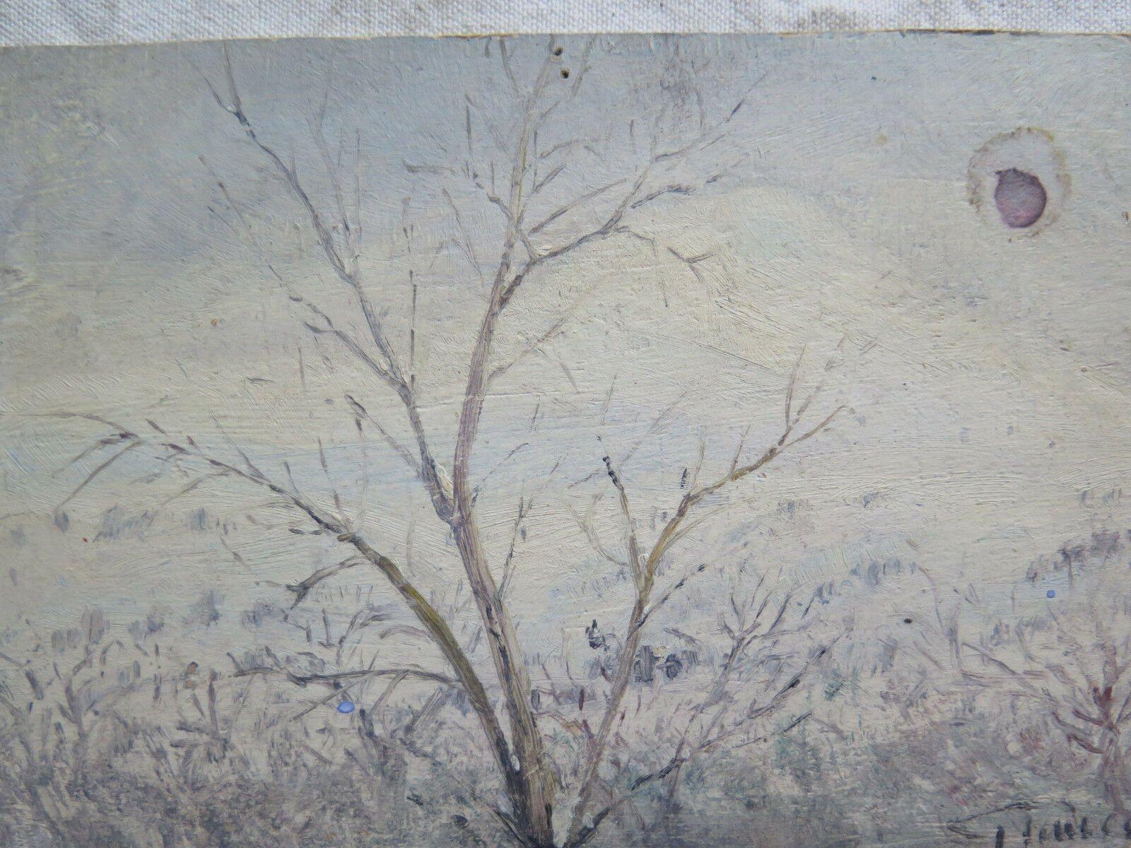 PAESAGGIO INVERNALE PICCOLO QUADRO DIPINTO OLIO SU TAVOLA FIRMATO ORIGINALE p9 - Belbello Antiques